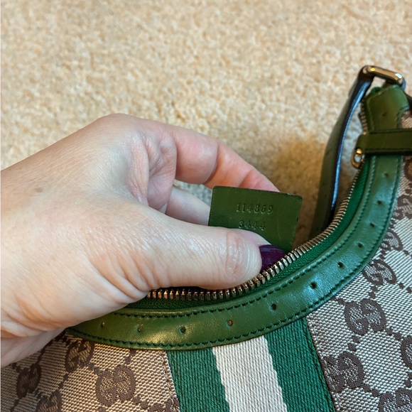 SOLD Perfect Condition: Gucci Reins Beige and Green Women's Bag - Picture 7 of 11